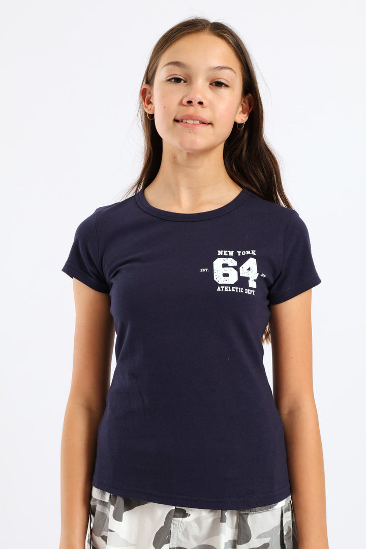 Girls Ny 64 Regular Fitted Tee - Navy