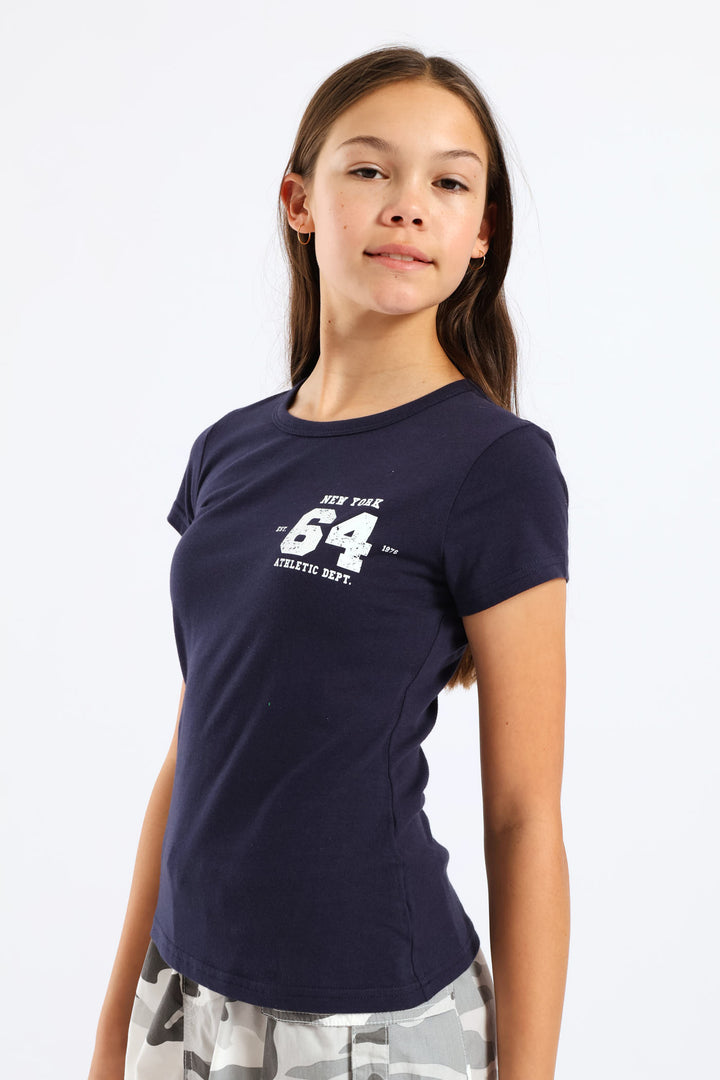 Girls Ny 64 Regular Fitted Tee - Navy