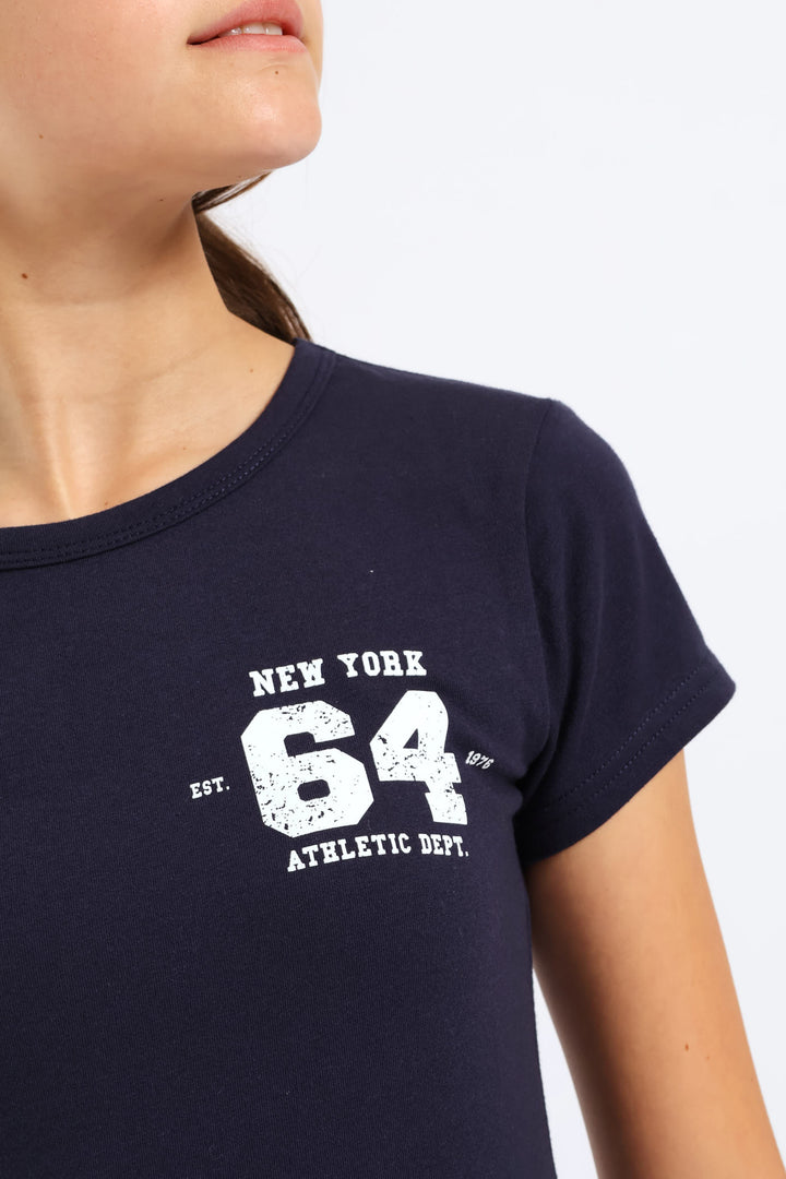 Girls Ny 64 Regular Fitted Tee - Navy