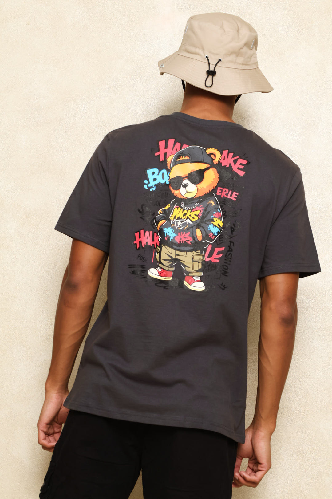 Teddy Graphic Printed Tee - Dark Grey