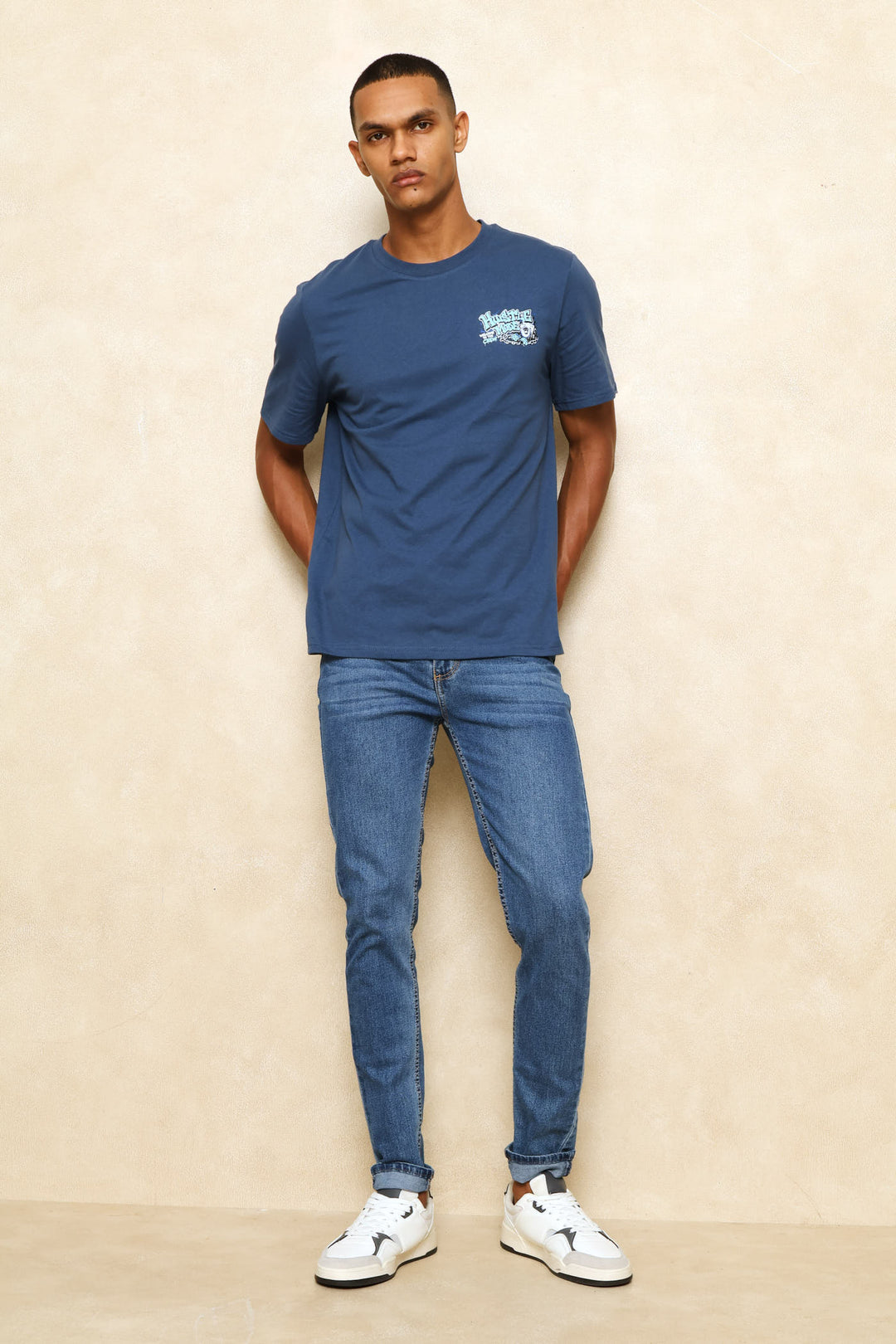 Music Graphic Printed Tee - Steel Blue