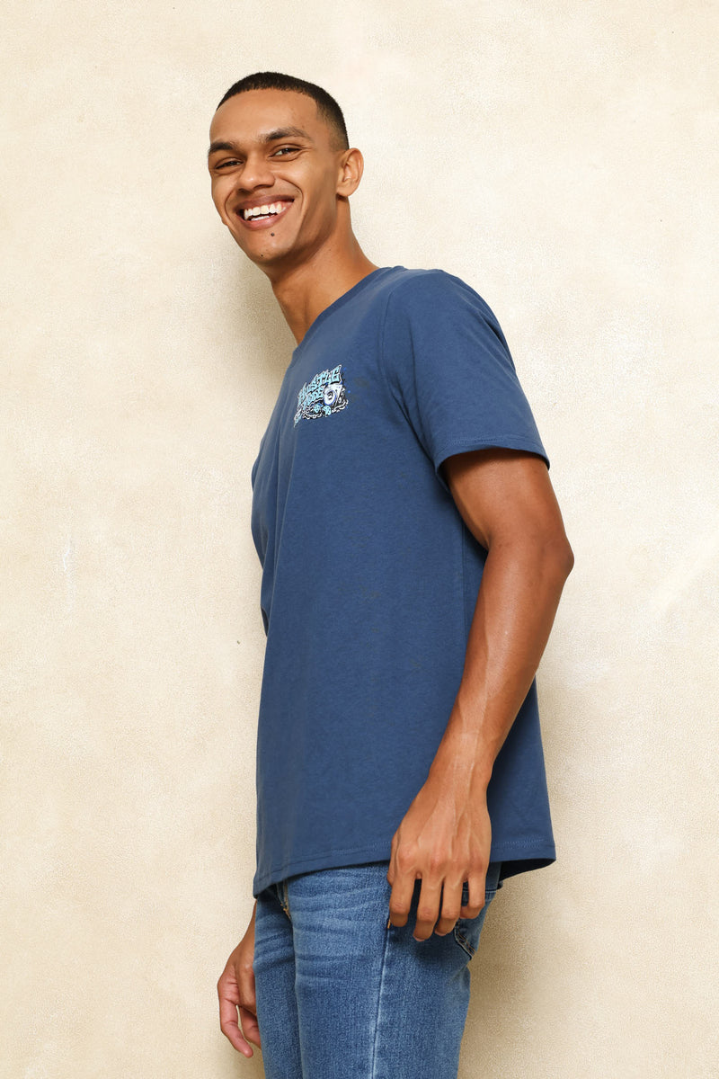 Music Graphic Printed Tee - Steel Blue