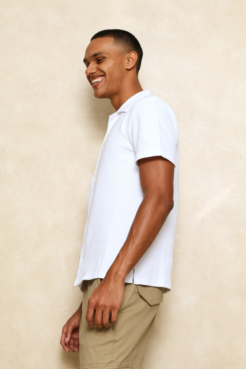 Mini Check Textured Shirt - White