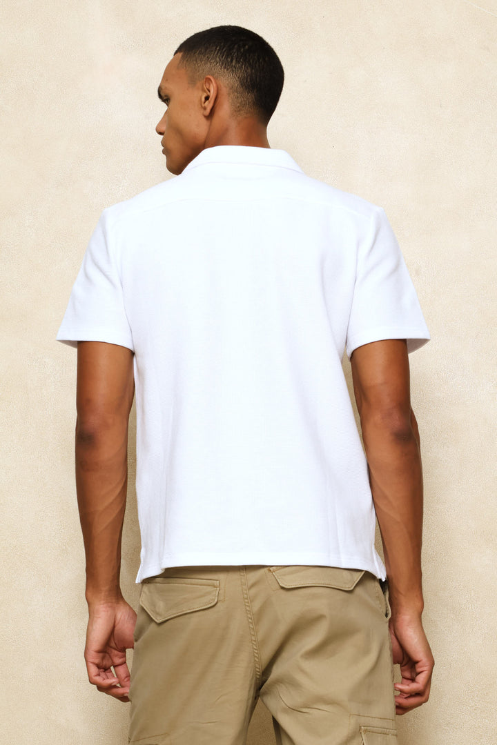 Mini Check Textured Shirt - White