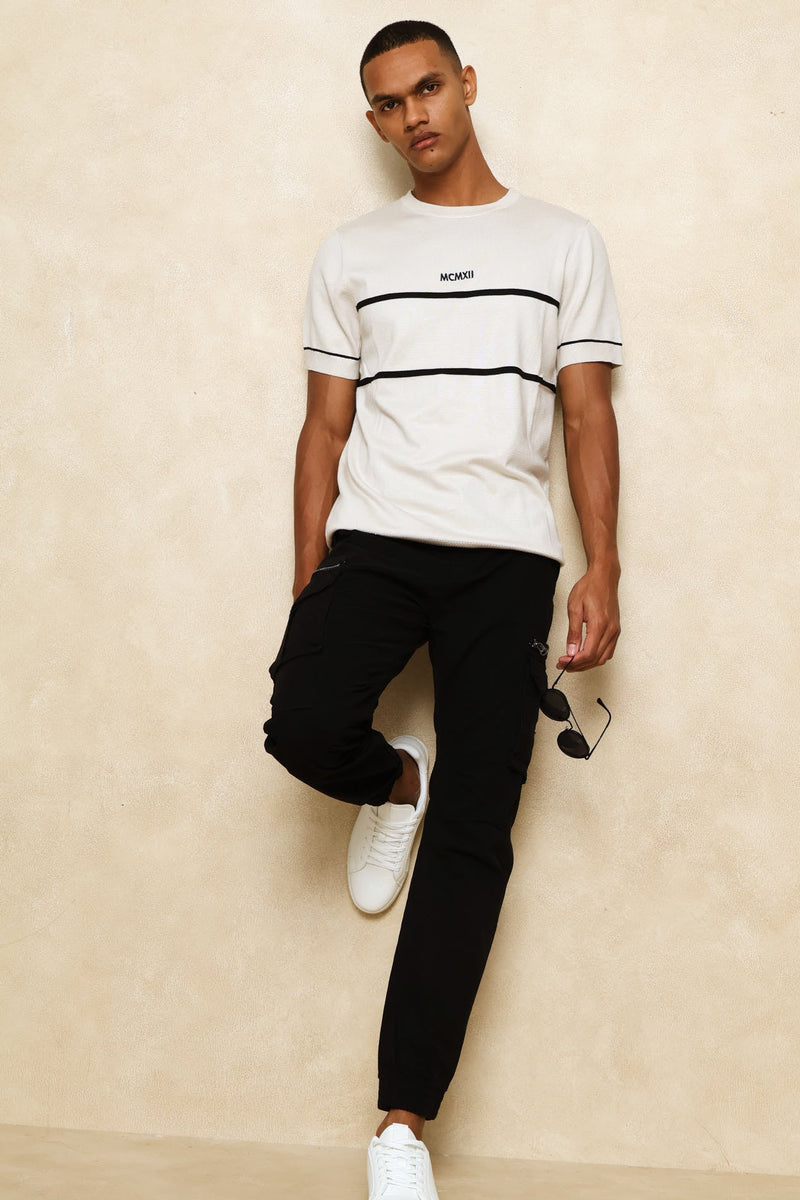 Crew Neck Knit Tee - Ecru