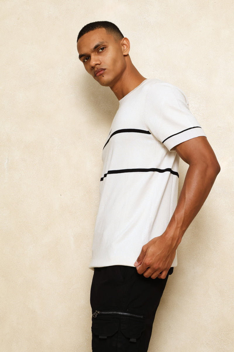 Crew Neck Knit Tee - Ecru