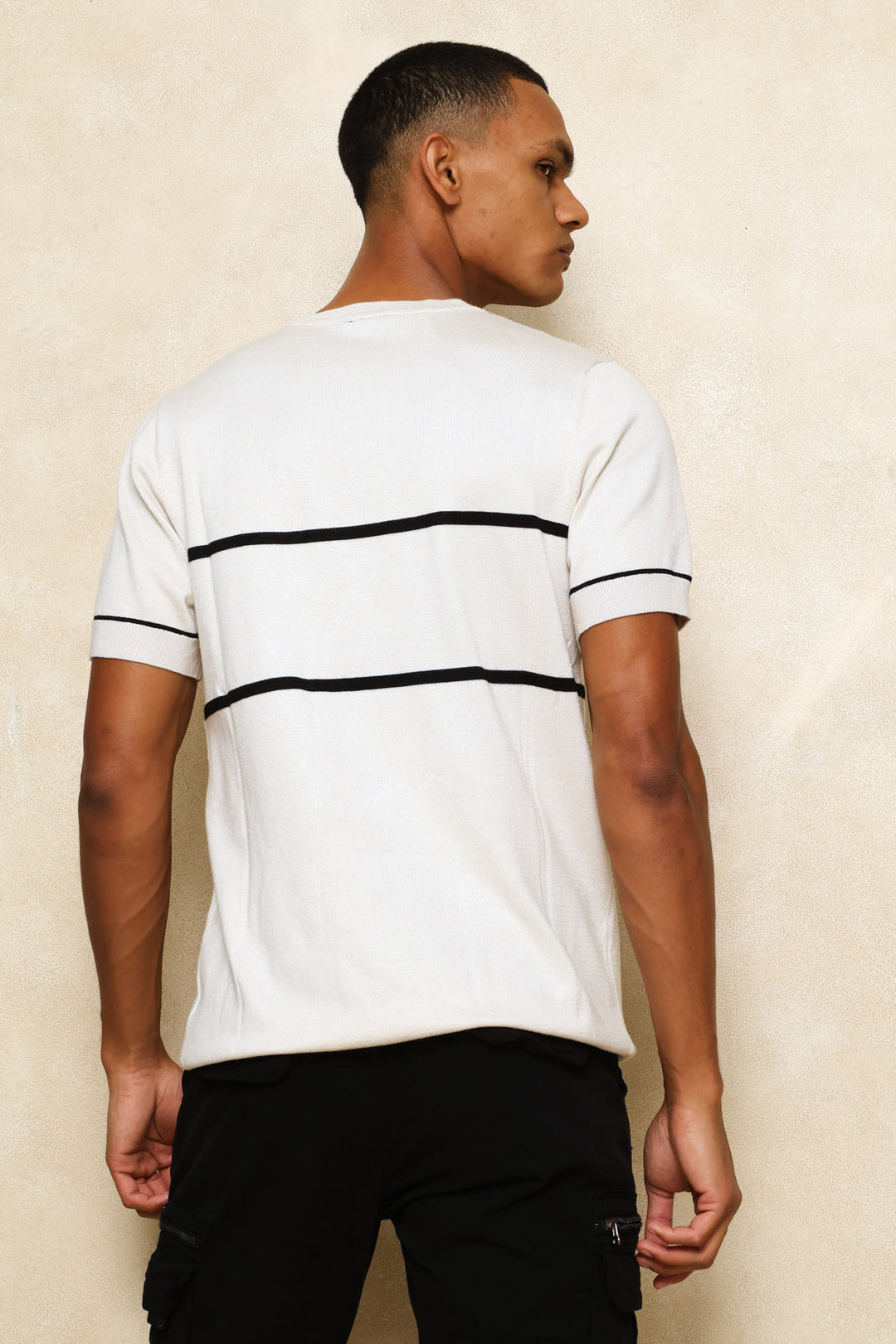 Crew Neck Knit Tee - Ecru
