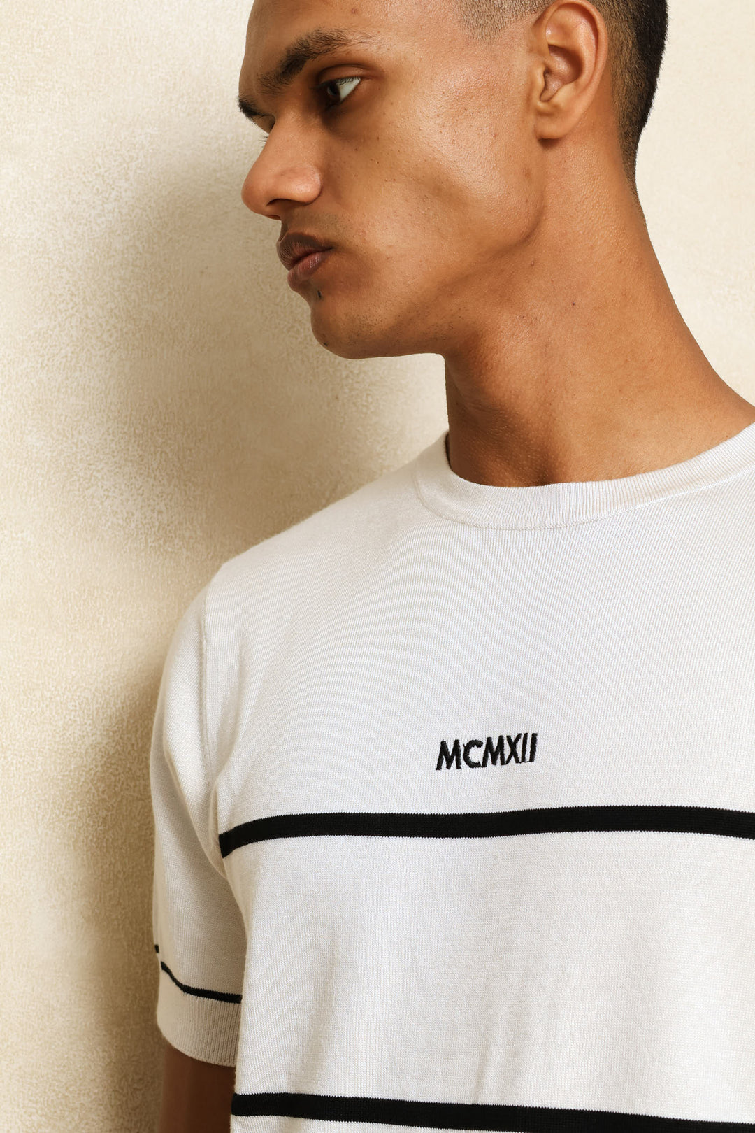 Crew Neck Knit Tee - Ecru