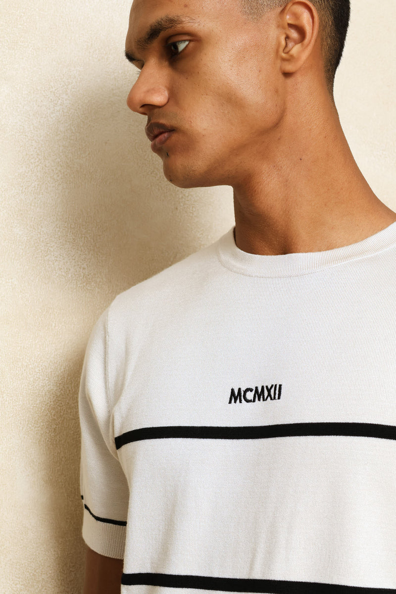 Crew Neck Knit Tee - Ecru