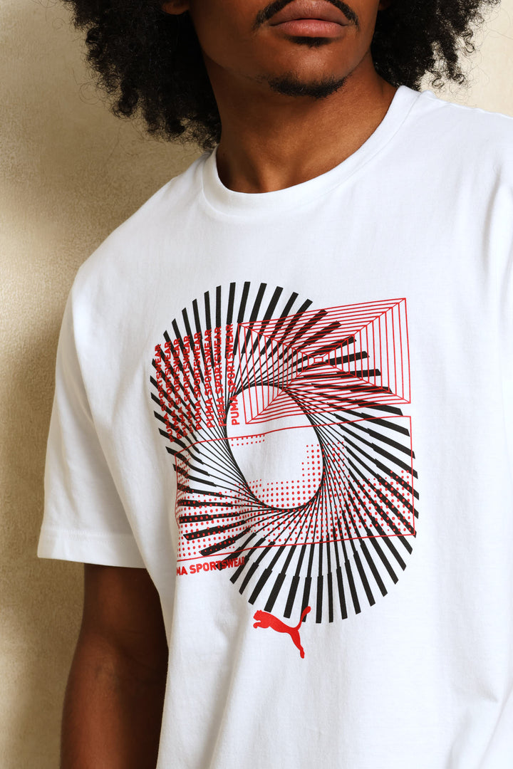 Graphic Circular Tee - White