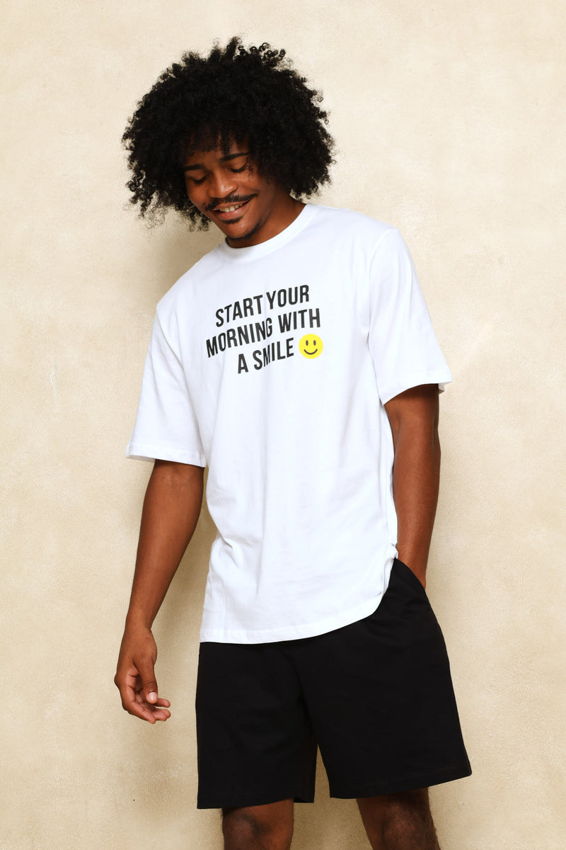 Smile Slogan Tee - White