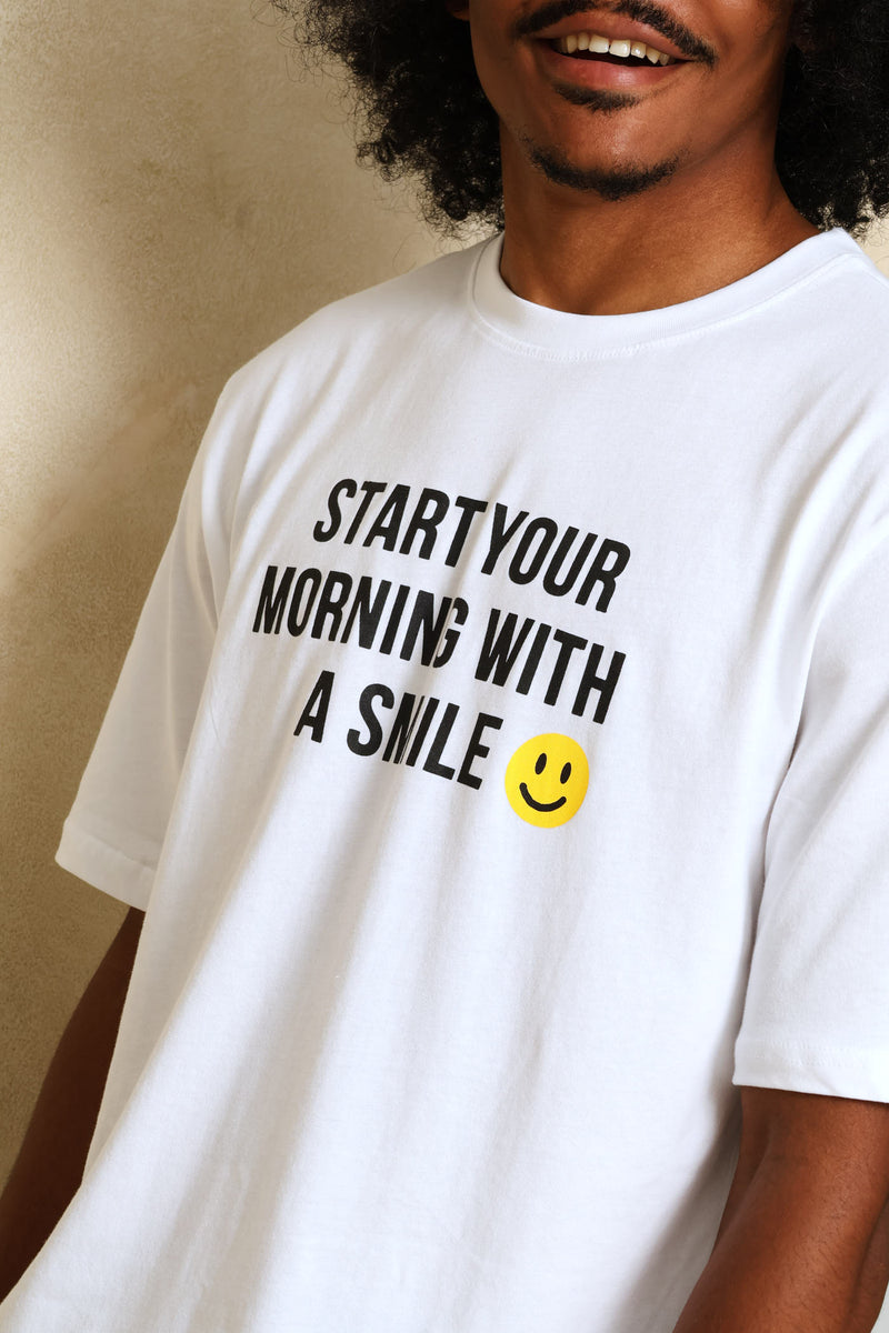 Smile Slogan Tee - White