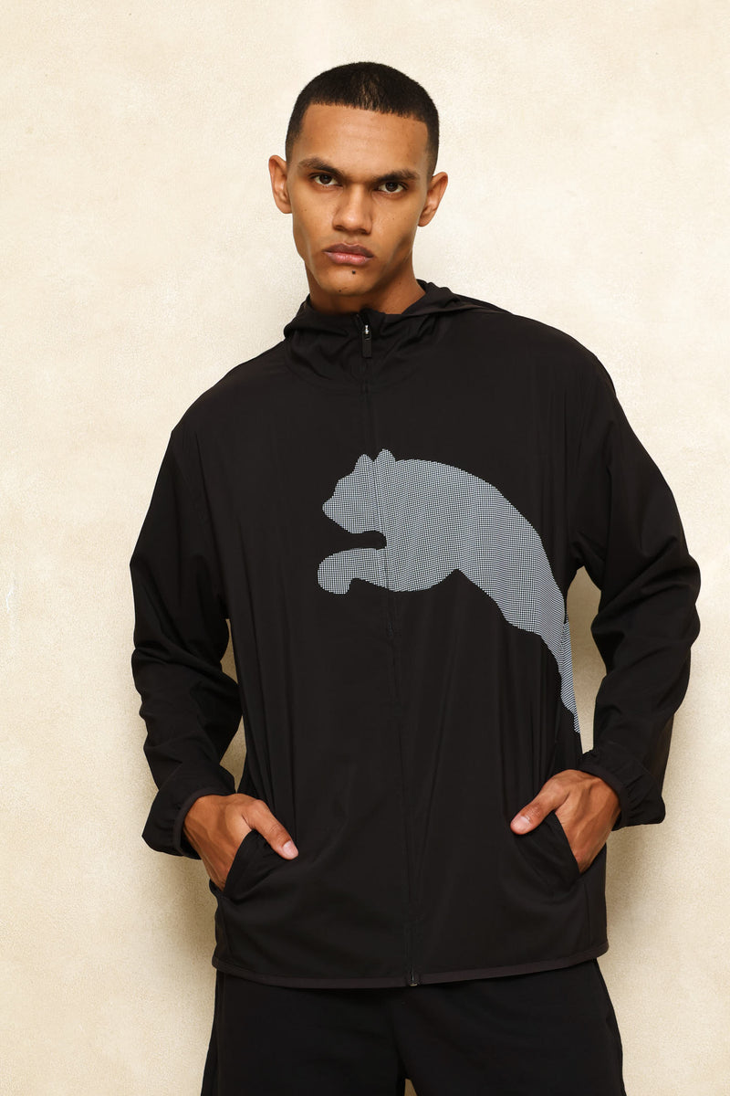 M Tad Big Logo Woven Hoodie - Black