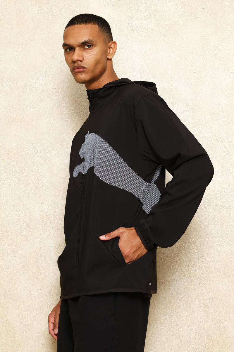 M Tad Big Logo Woven Hoodie - Black