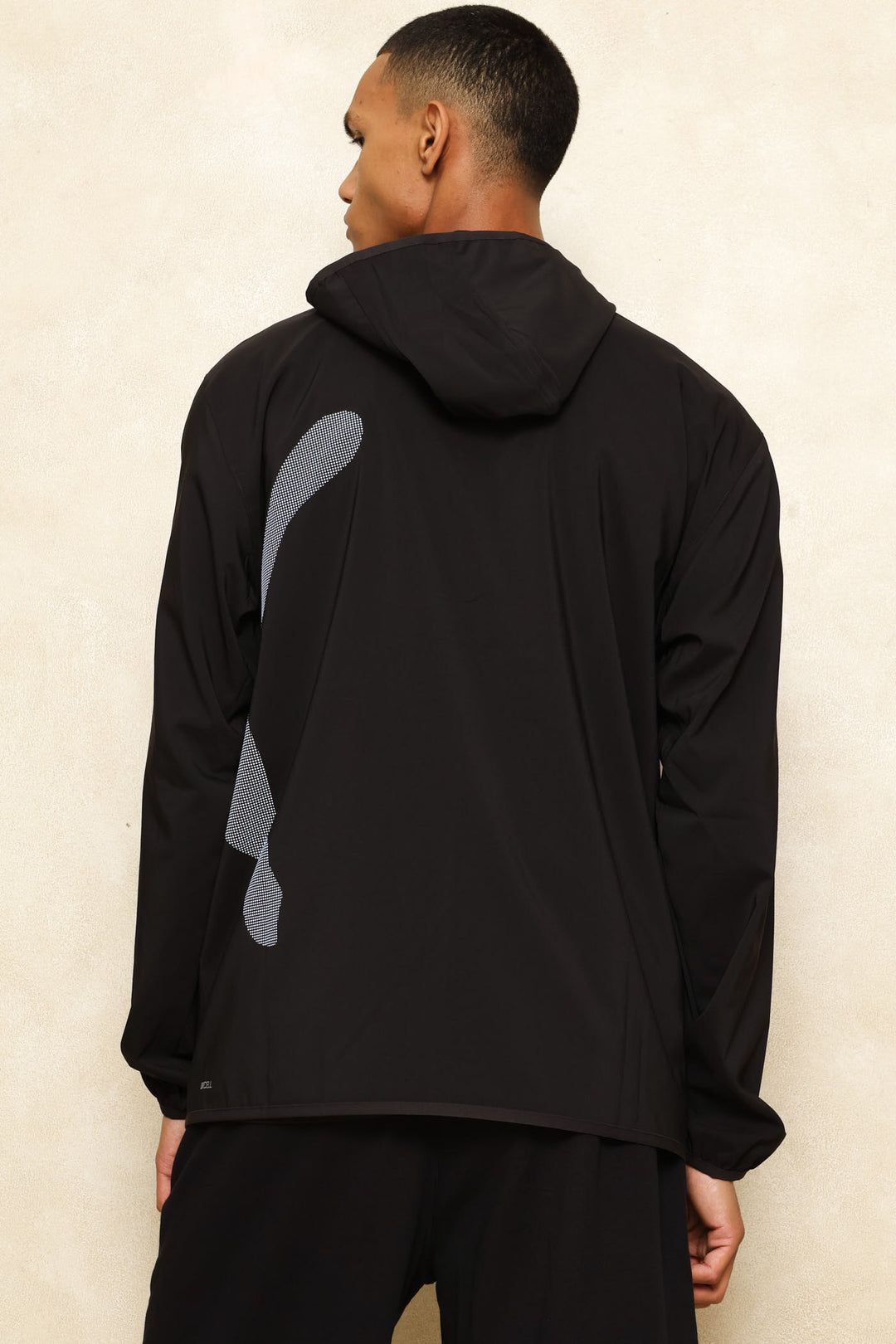 M Tad Big Logo Woven Hoodie - Black