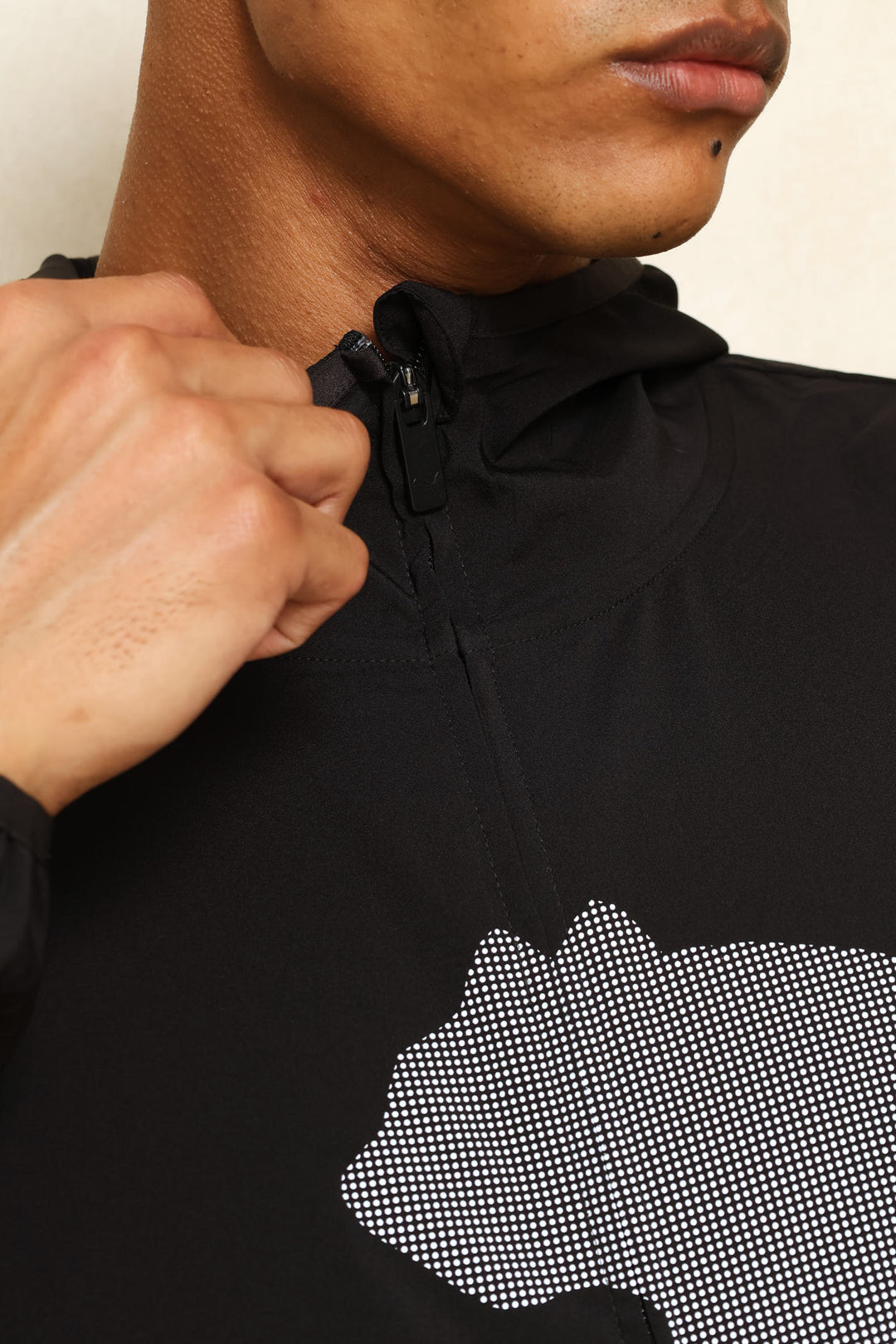M Tad Big Logo Woven Hoodie - Black