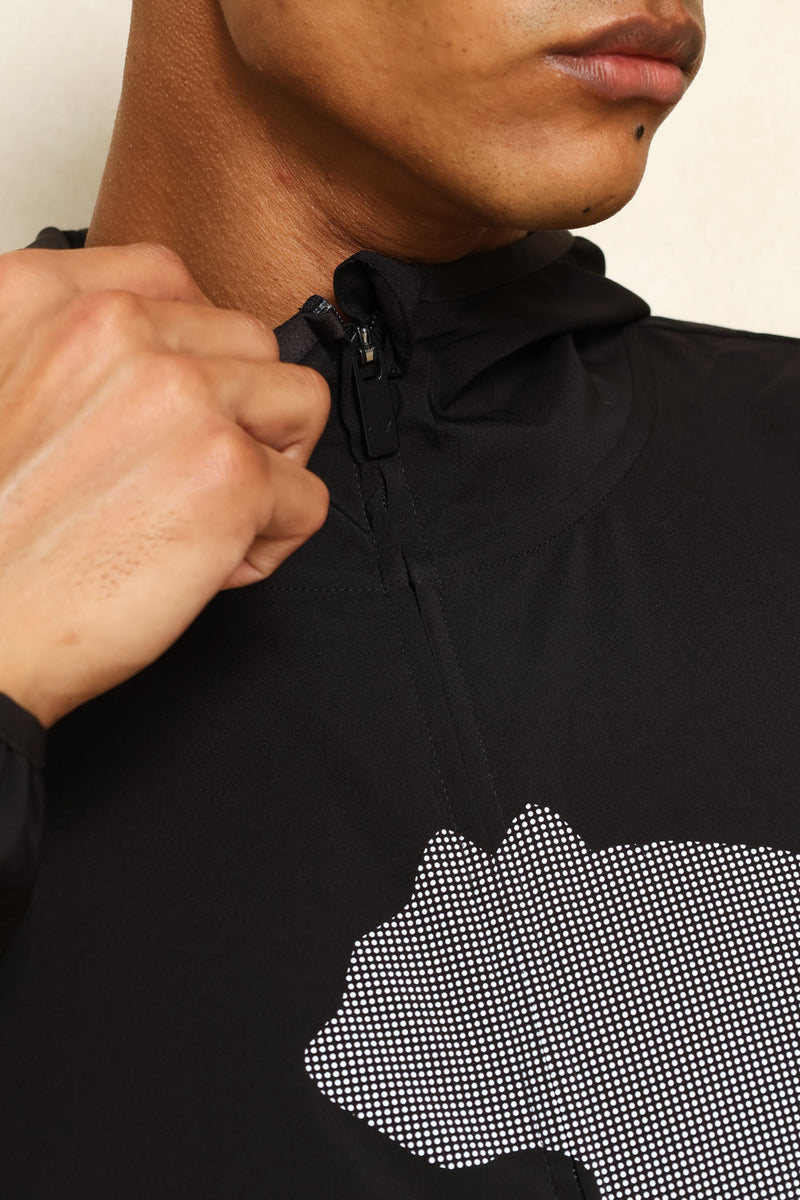 M Tad Big Logo Woven Hoodie - Black