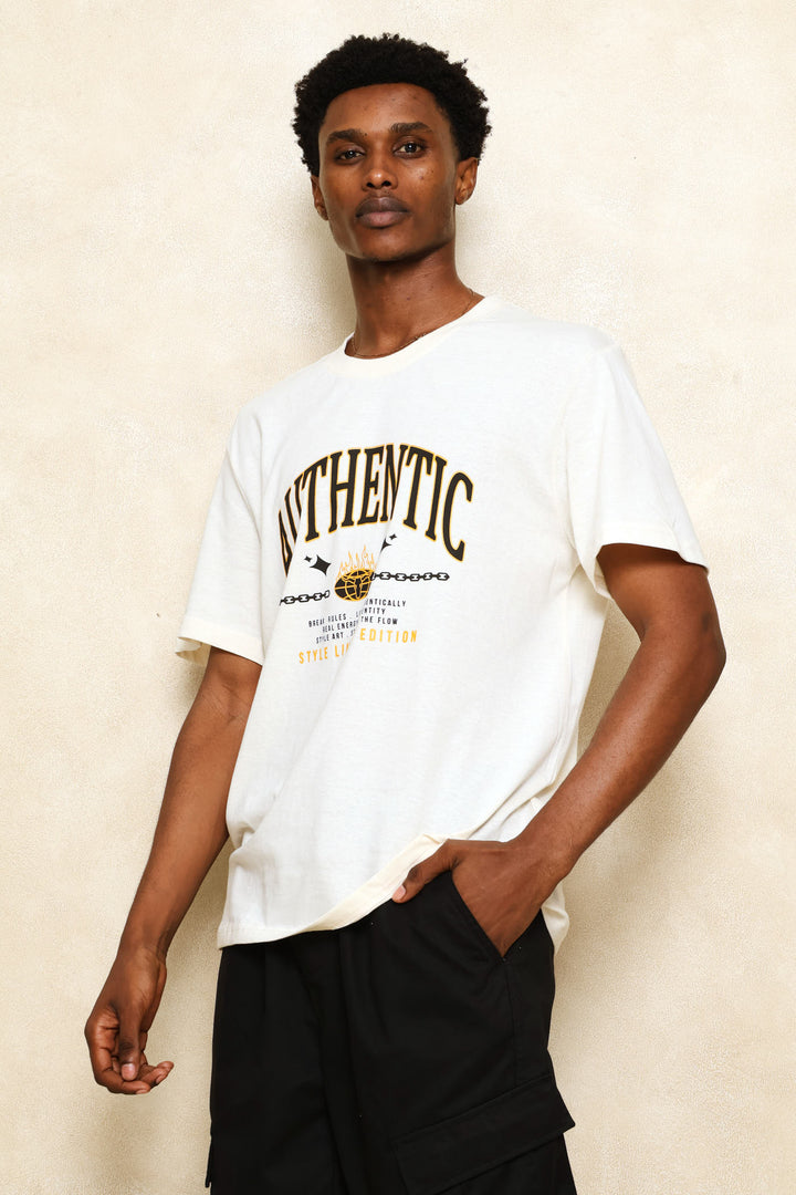Authentic Print Tee - Ecru