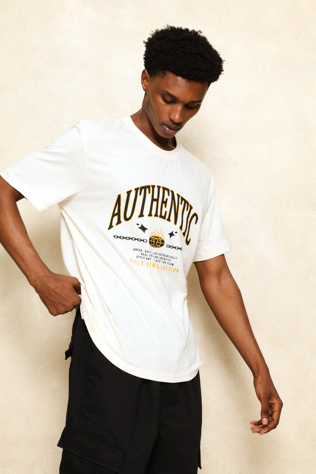 Authentic Print Tee - Ecru