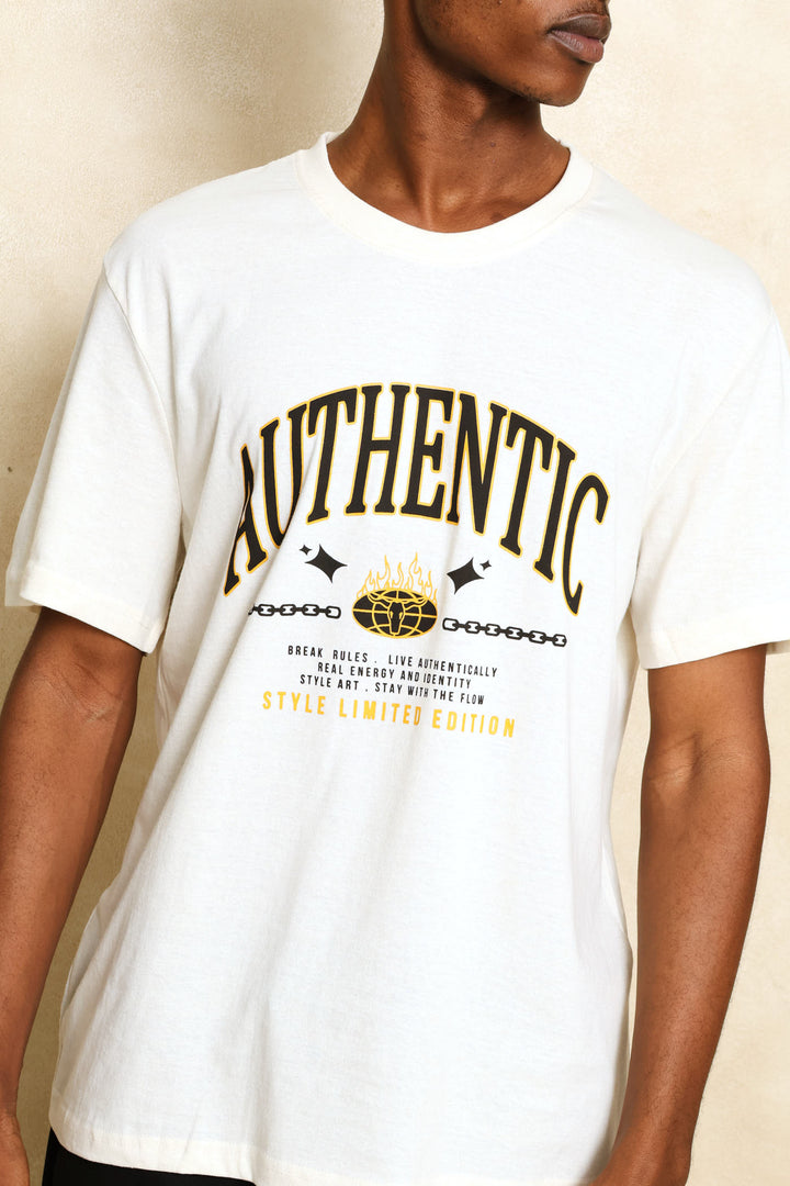 Authentic Print Tee - Ecru