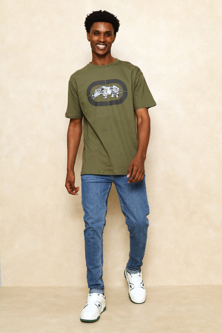 Graffiti Back Print Tee - Olive
