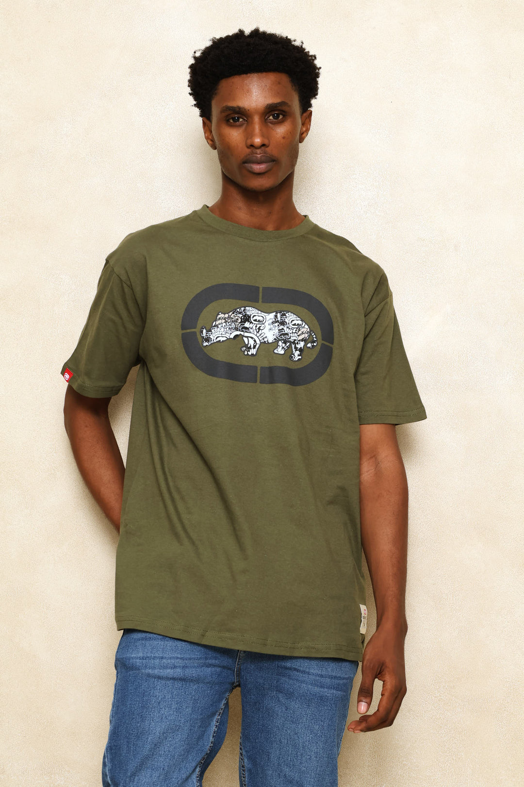 Graffiti Back Print Tee - Olive