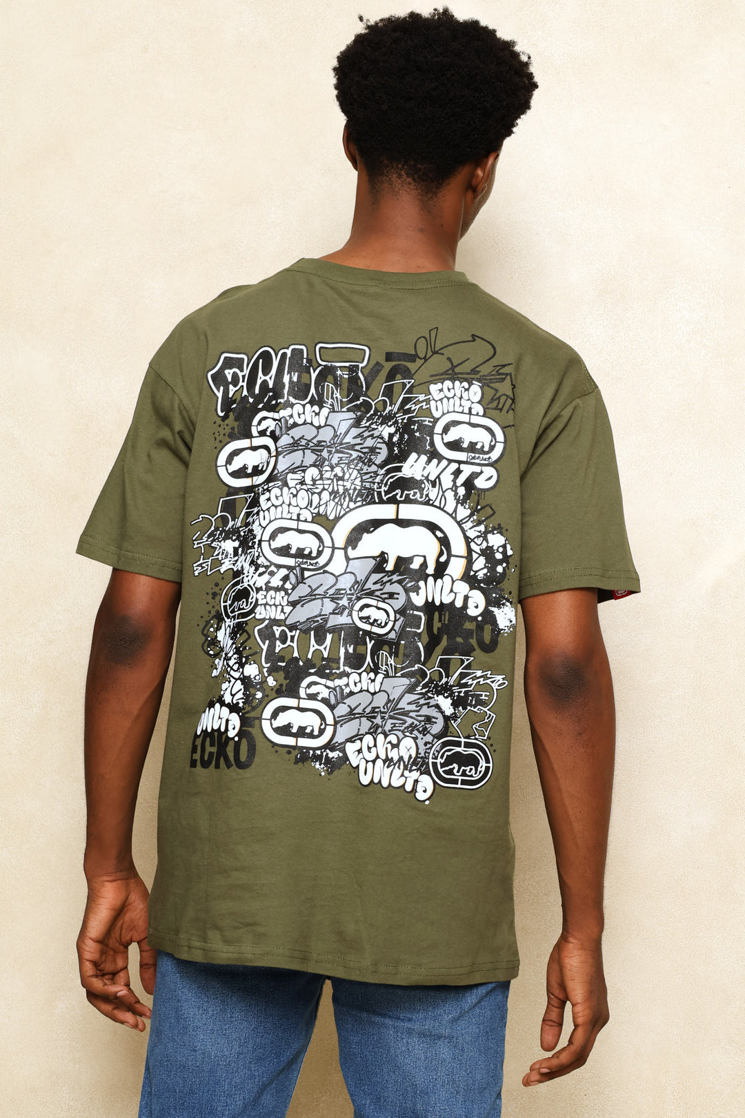 Graffiti Back Print Tee - Olive