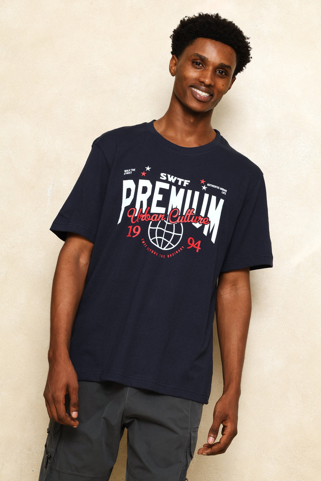 Premium Print Tee - Navy