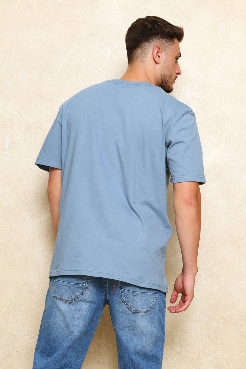 Map Print Tee - Dusty Blue