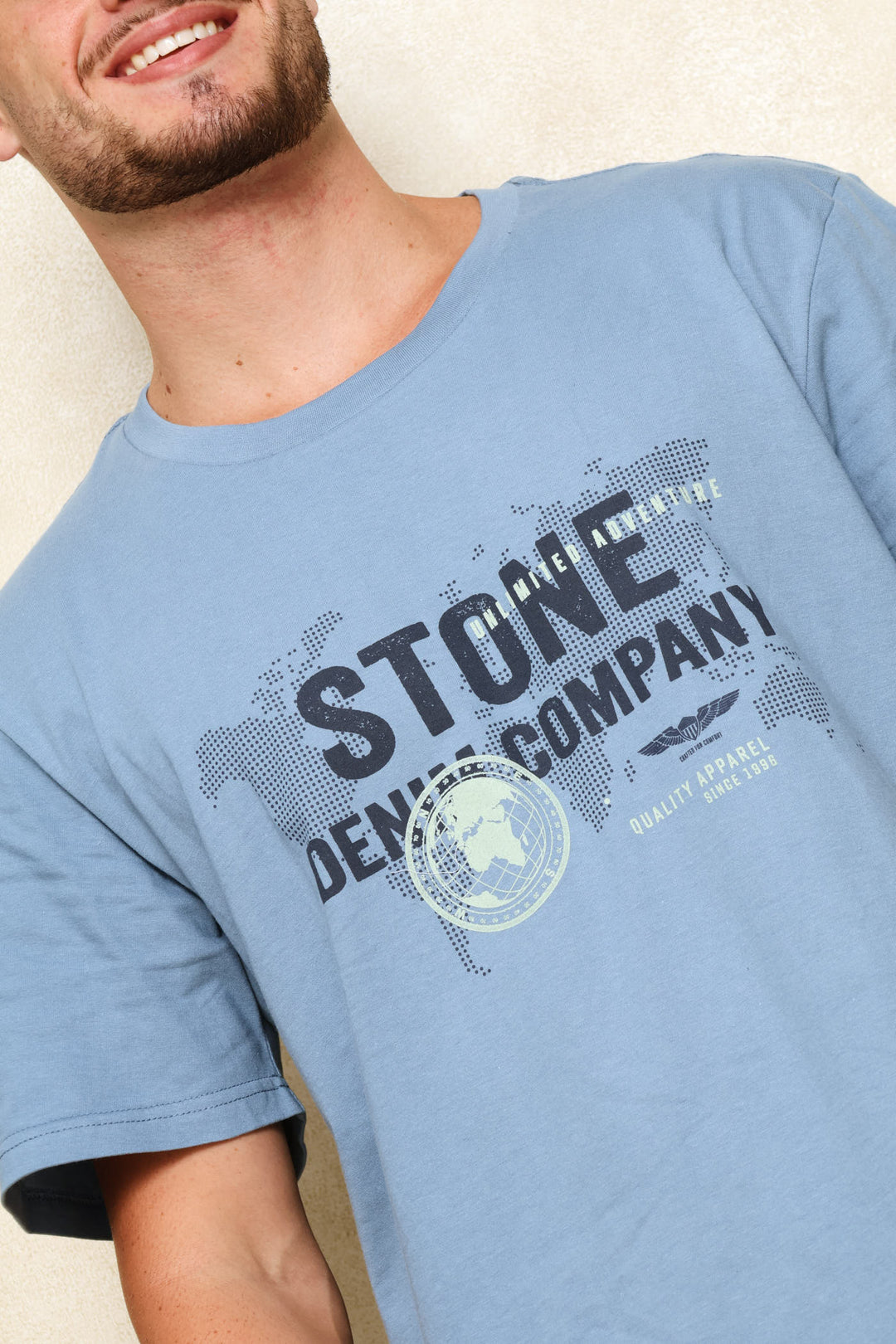 Map Print Tee - Dusty Blue
