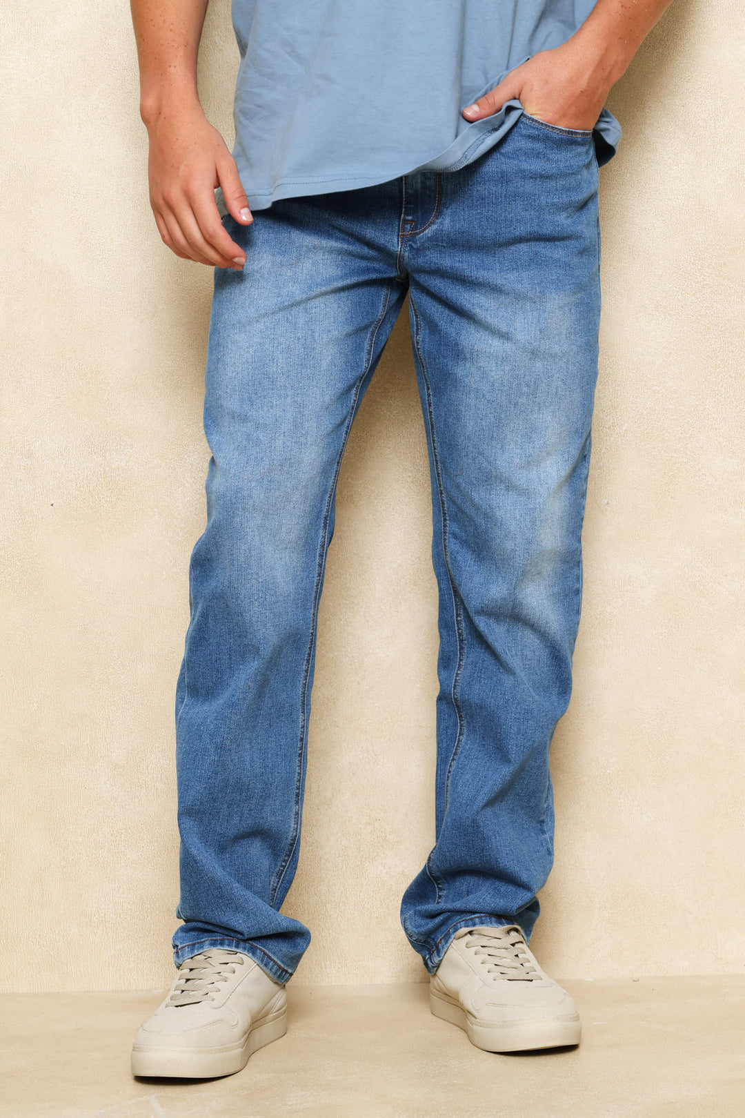 Fresh Blue Straight Denim - Mid Wash