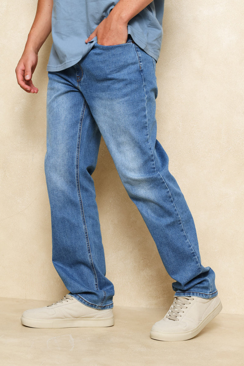 Fresh Blue Straight Denim - Mid Wash