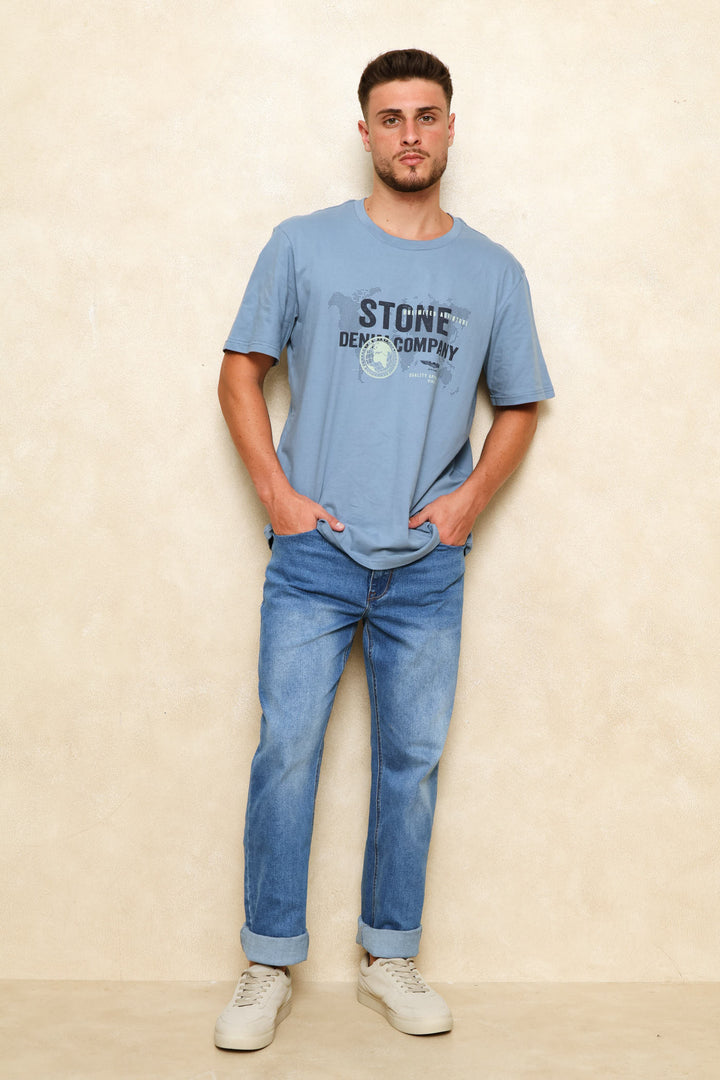 Fresh Blue Straight Denim - Mid Wash