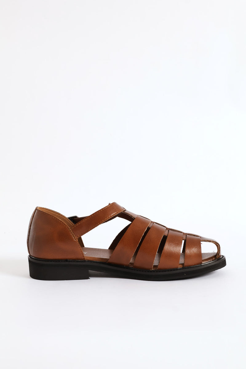 Formal Fashion Caged Sandal - Tan