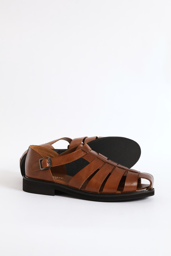 Formal Fashion Caged Sandal - Tan