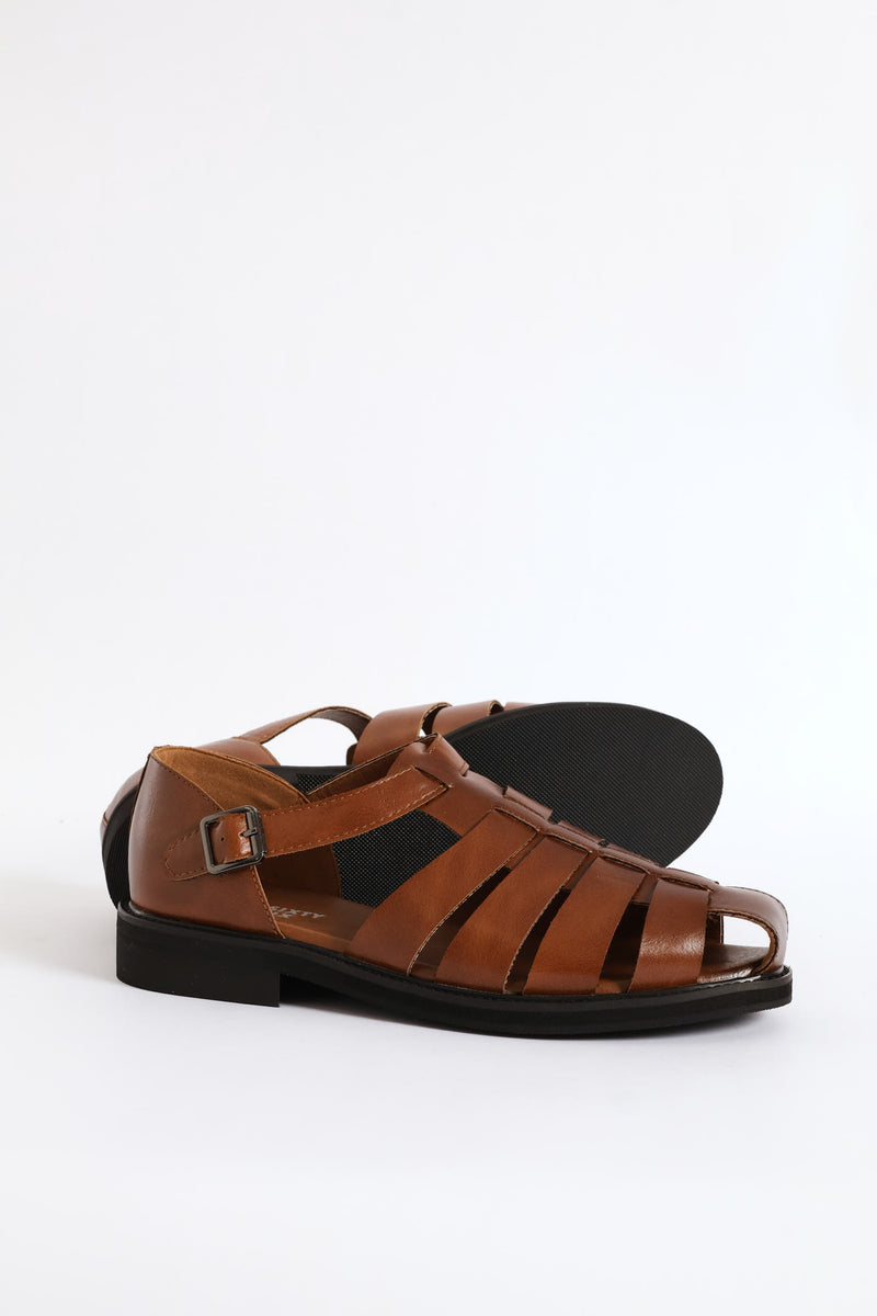 Formal Fashion Caged Sandal - Tan