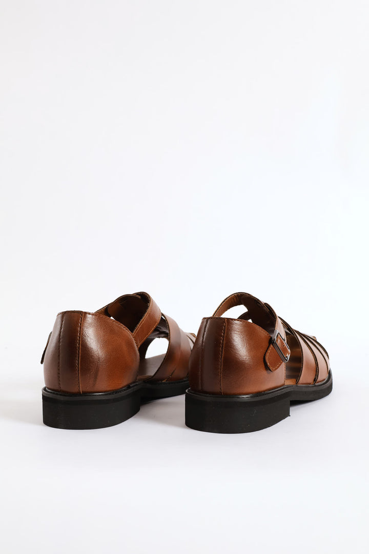 Formal Fashion Caged Sandal - Tan