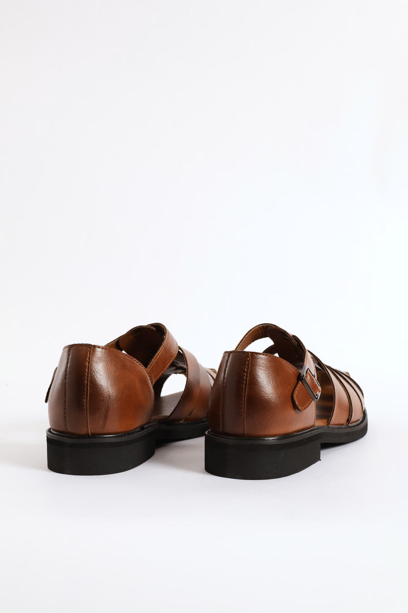 Formal Fashion Caged Sandal - Tan
