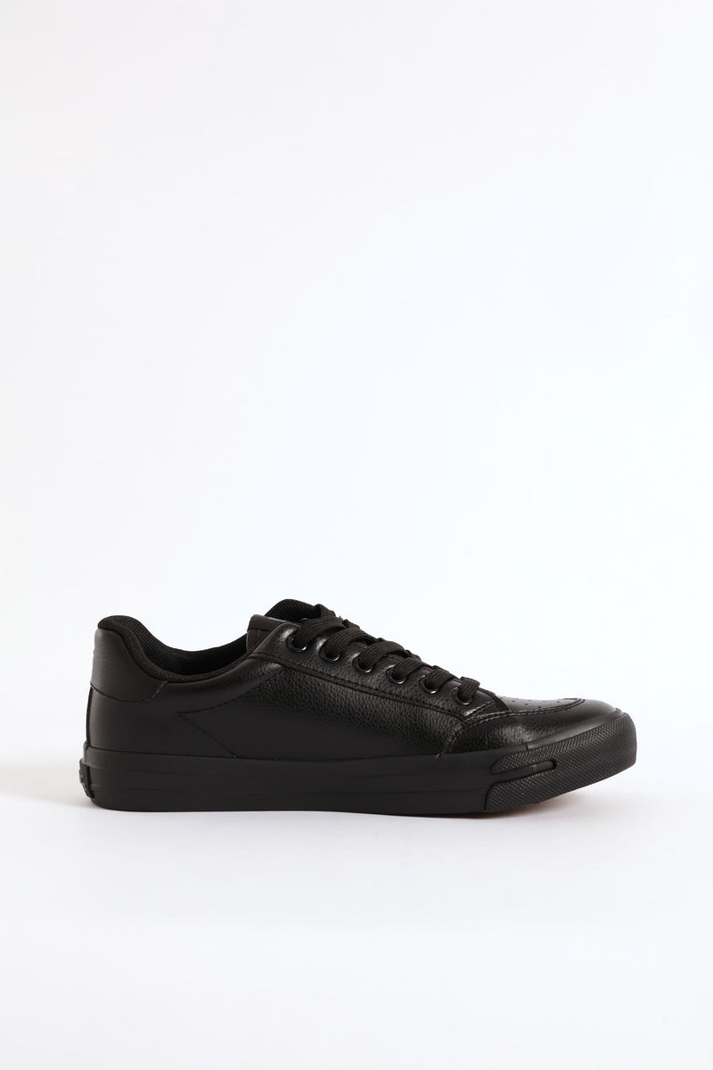 Euro Lace Up Sneaker - Black
