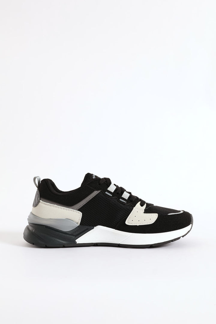 Brazza 1 Nubuck Lace Up Retro Sneaker - Black