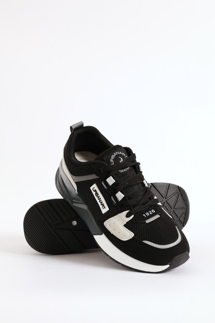 Brazza 1 Nubuck Lace Up Retro Sneaker - Black