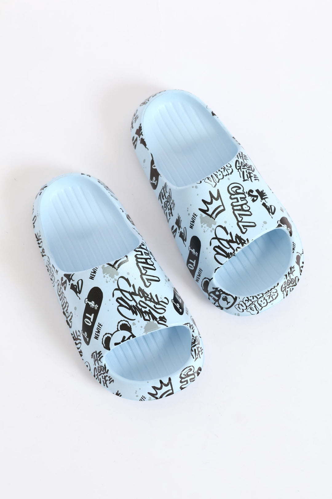 Boys Graffiti Print Slide - Blue