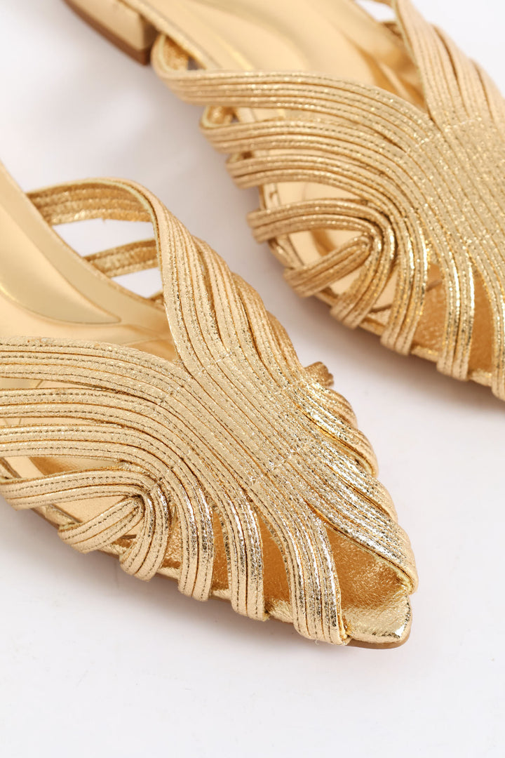 Strappy Peeptoe Mule - Gold