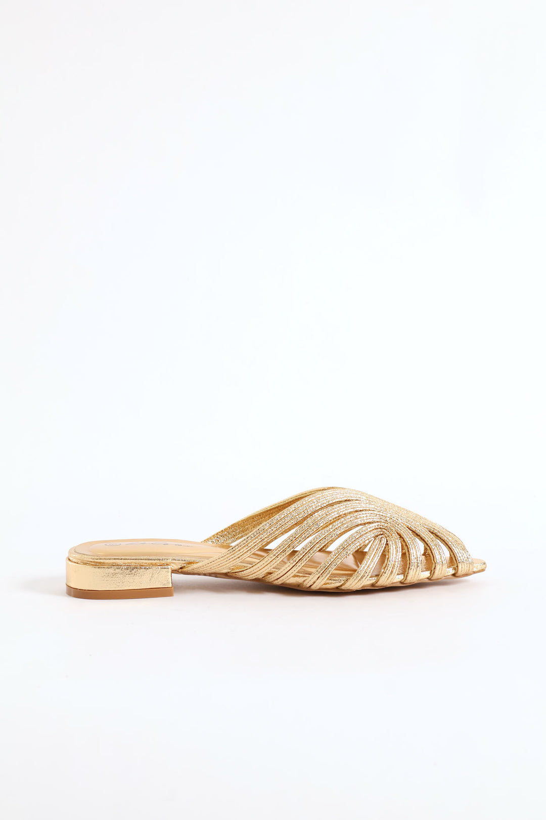 Strappy Peeptoe Mule - Gold