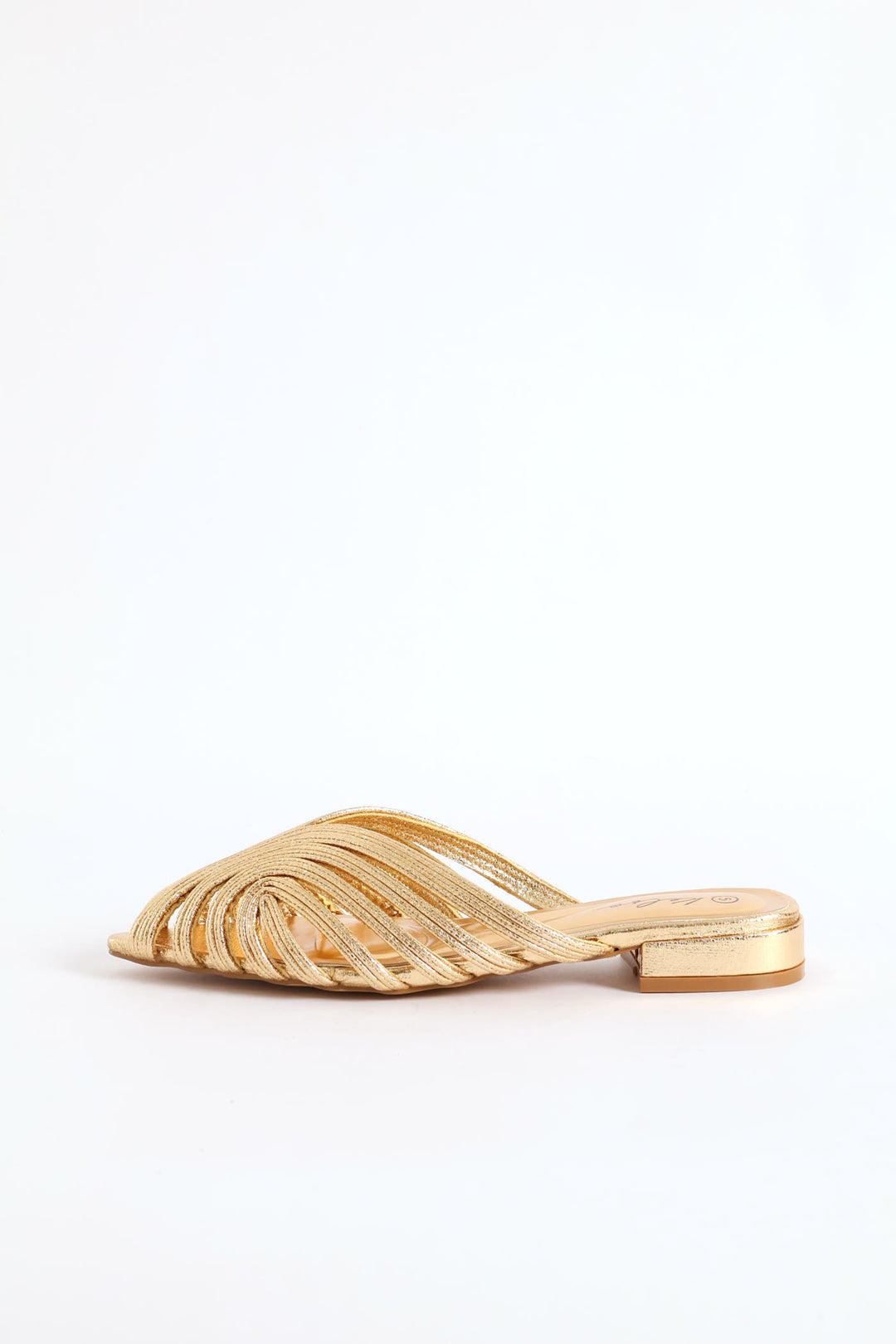 Strappy Peeptoe Mule - Gold