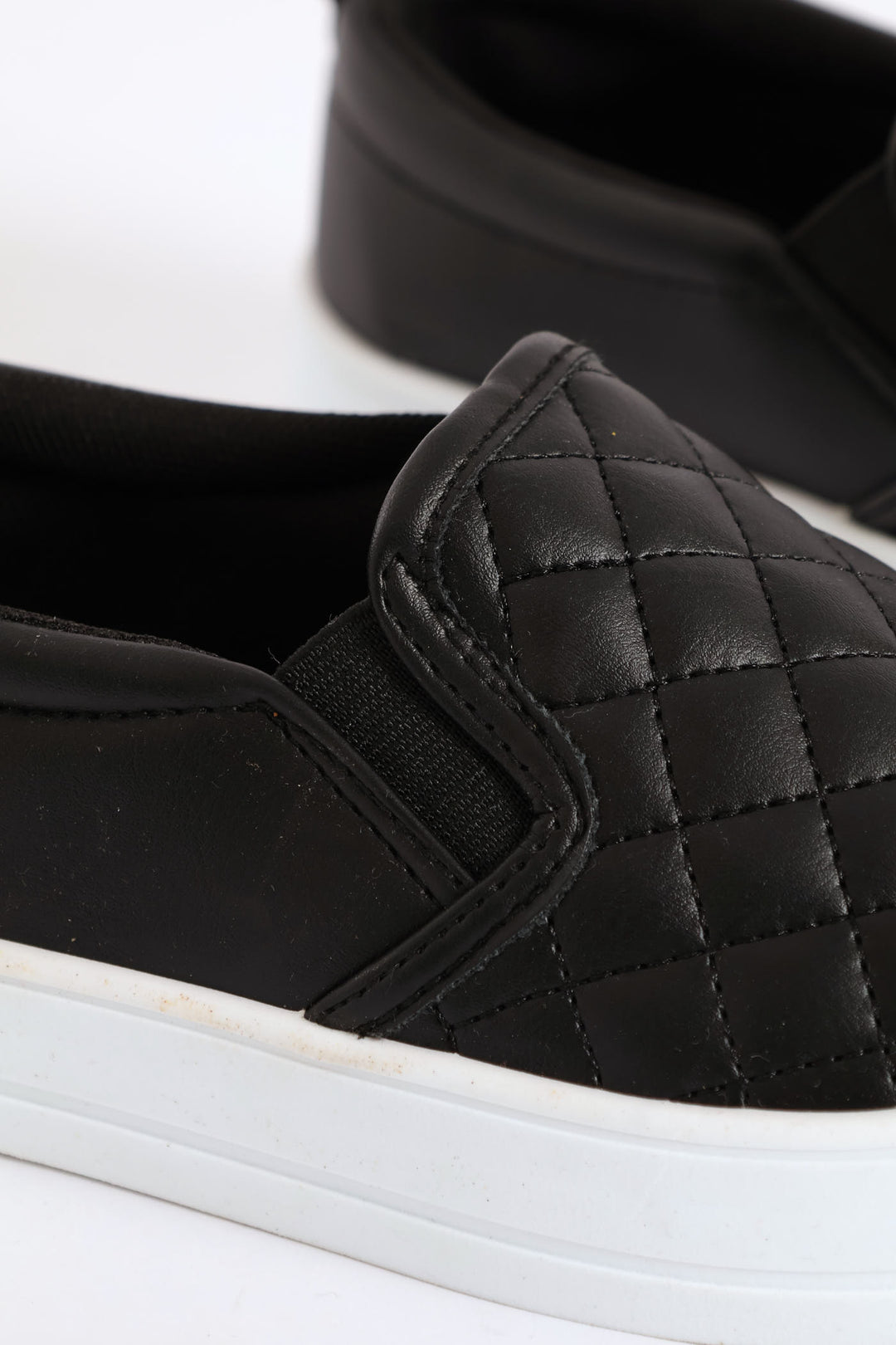 Girls Quilted Slip On Sneaker - Black