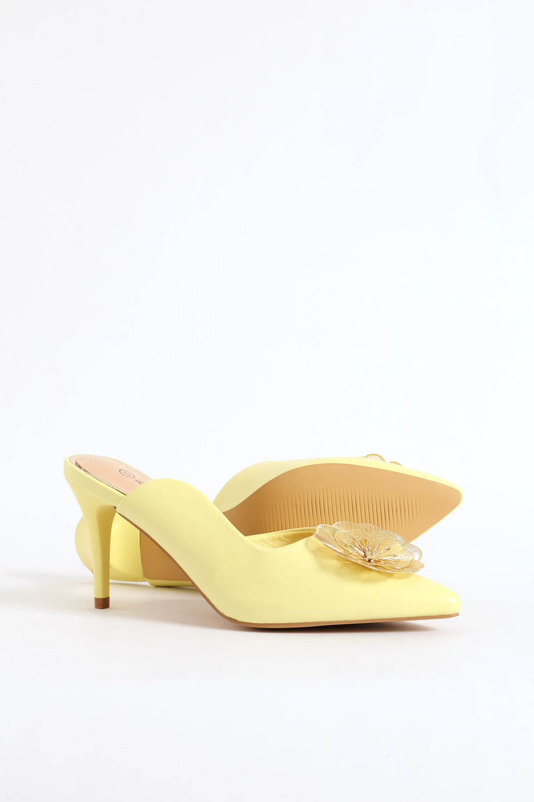 Beaded Flower Asymetrical Mule Sandal - Chartreuse
