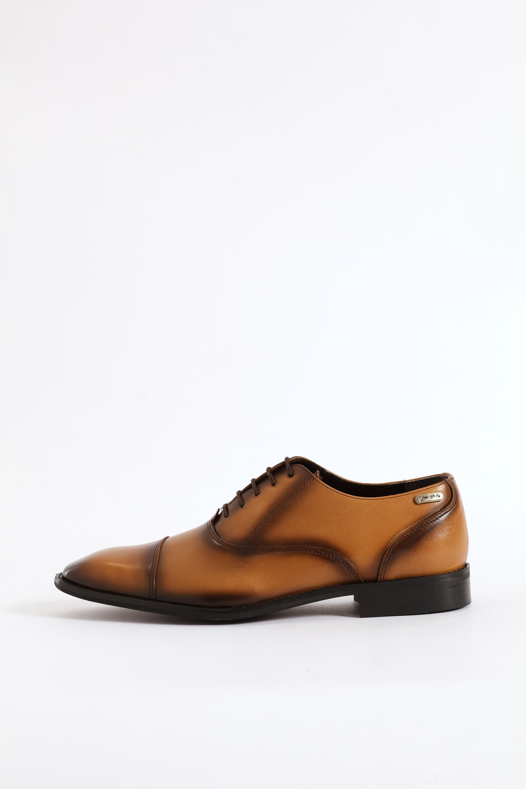 Oxford Lace Up Smart Shoe With Toe Cap - Tan