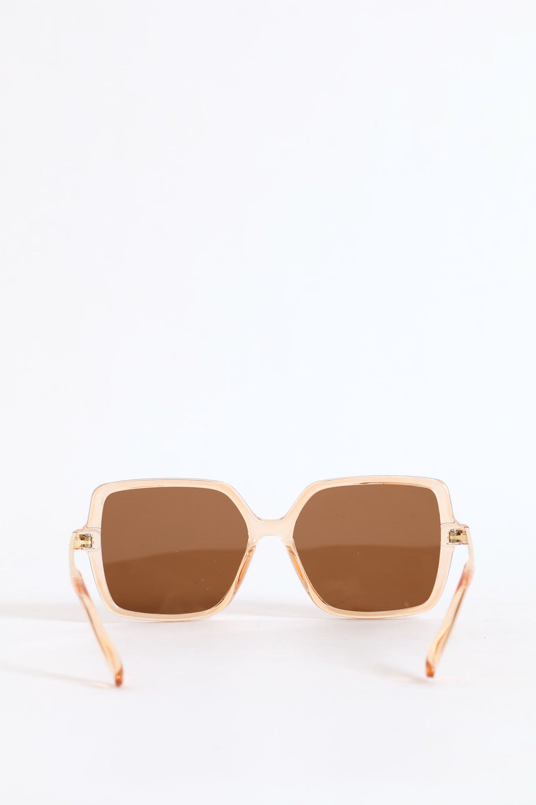 Square Crystal Frame Brown Lense Sunglasses - Light Brown