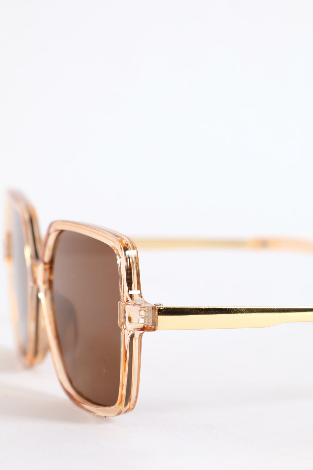 Square Crystal Frame Brown Lense Sunglasses - Light Brown